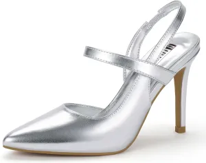 IDIFU IN4 Women's Pumps High Heels Strappy Closed Toe Stiletto Pointed Toe Slingback Dress Shoes for Women Wedding Prom Bridal Party Trendy Fashion Sexy Comfortable Pumps Dressy Shoes