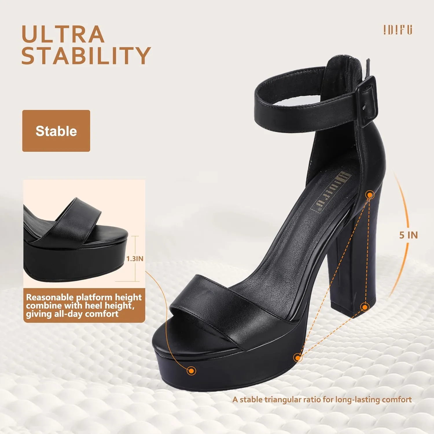IDIFU Women's Ankle-Strap Heeled Sandal