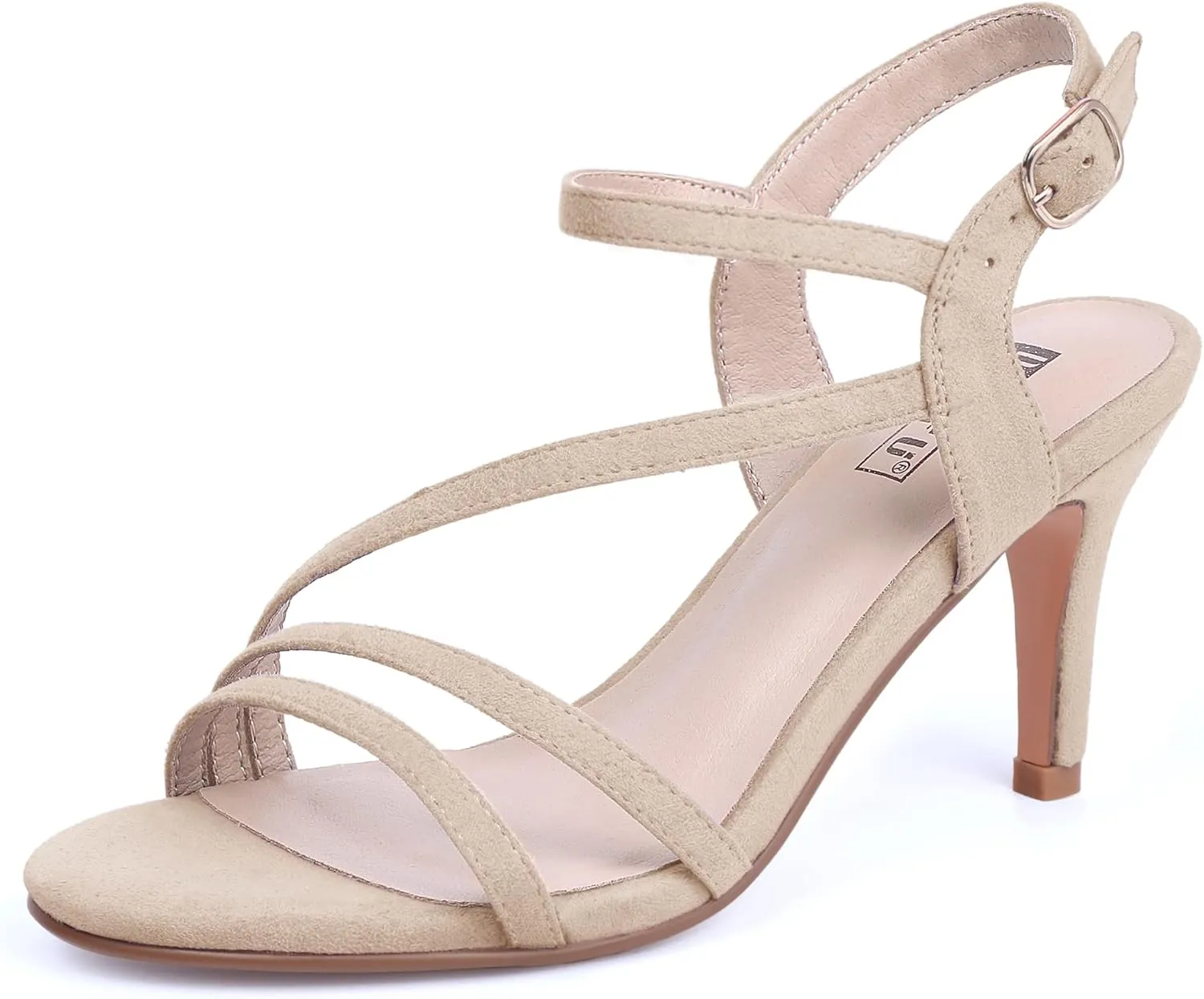 IDIFU Women's Black Nude White Silver Heels for Women Dress Kitten Heels Strappy Open Toe Heels Sandals Wedding Evening Party Shoes for Women Ladies Bridal