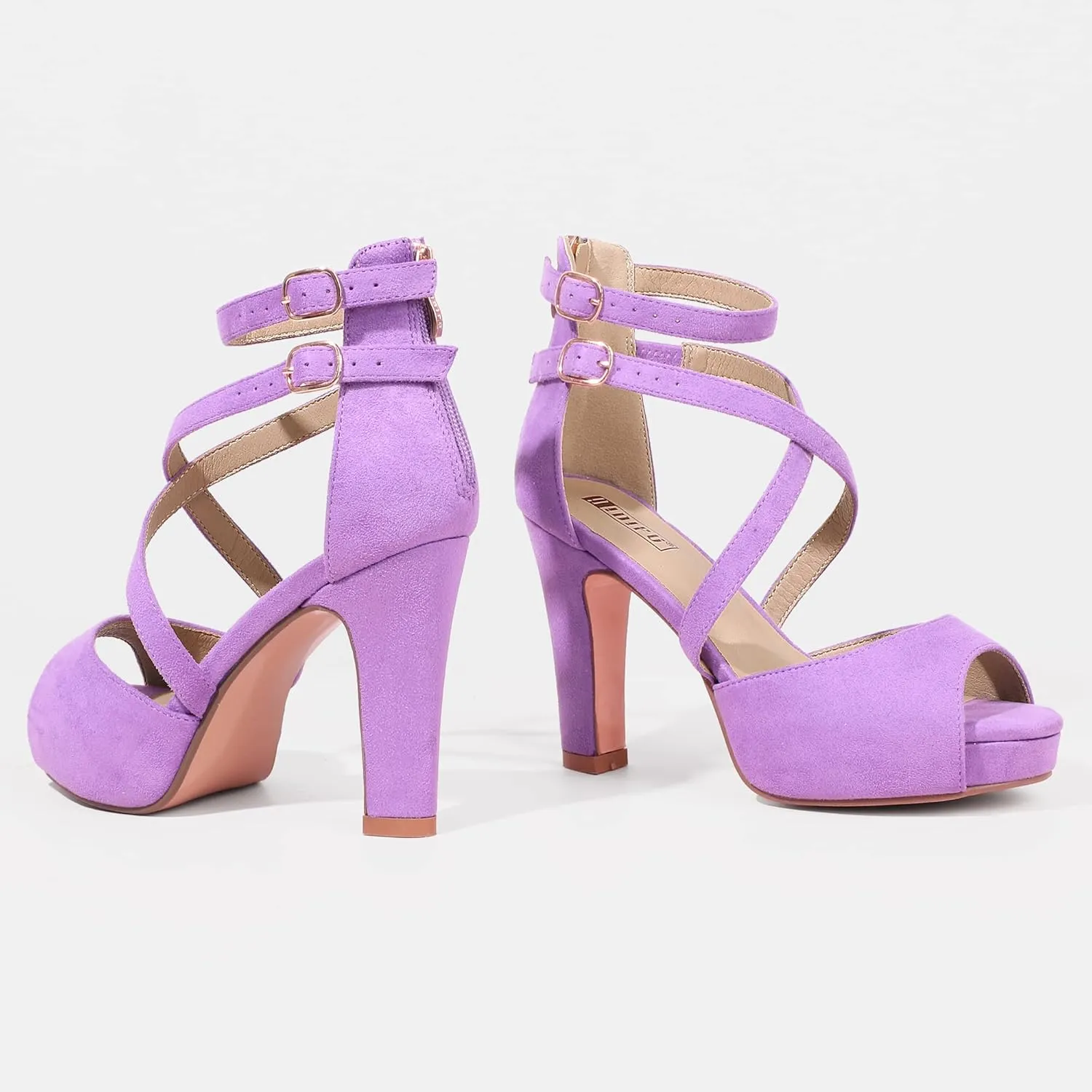 IDIFU Women's IN4 Platform Heels Strappy Chunky Heels For Women Dressy Peep Toe High Heels For Women Bridal Wedding Shoes For Bride On Evening Prom