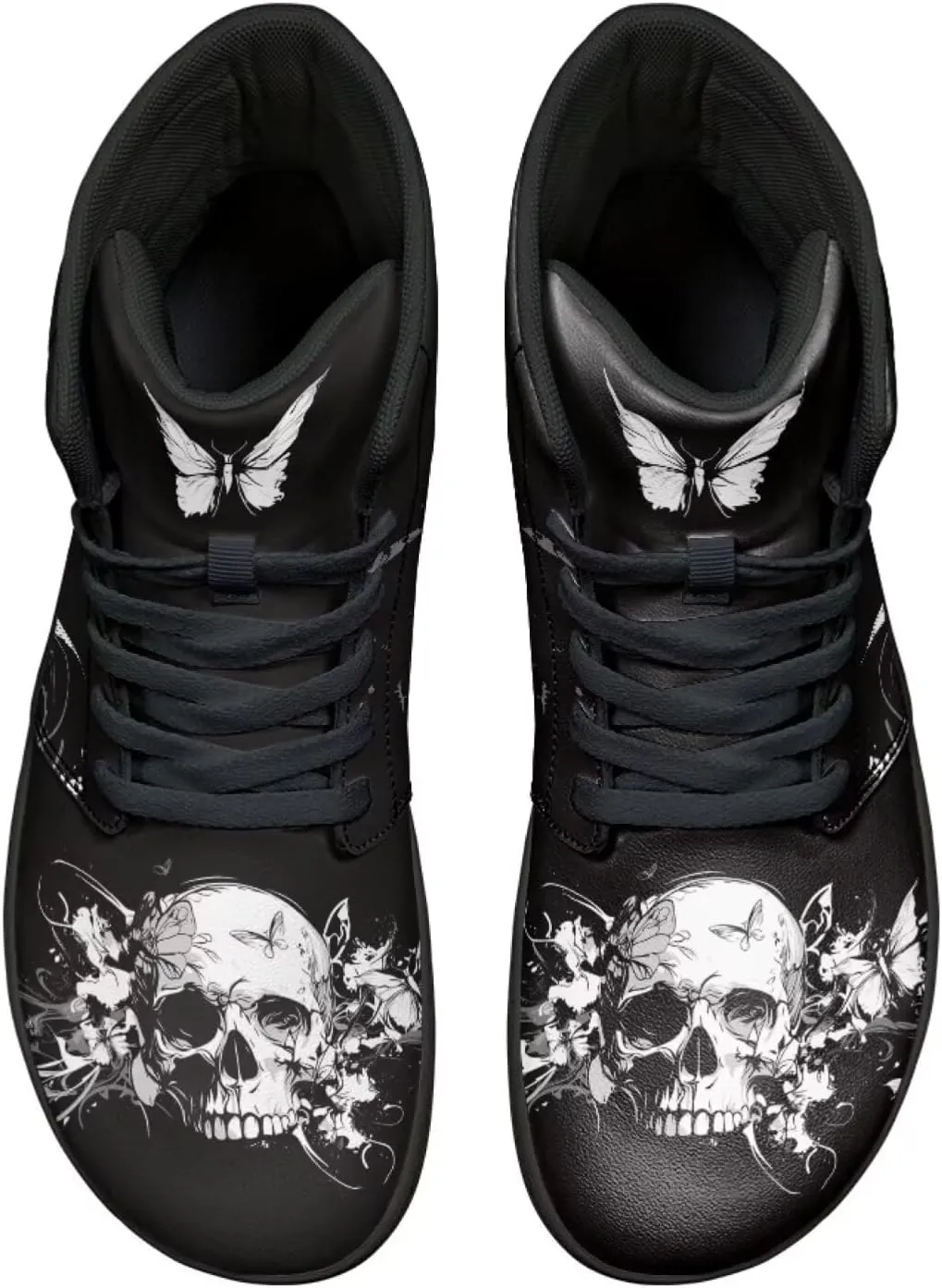 Jeiento Skull High Top Barefoot Running Shoes Breathable Sneaker for Men