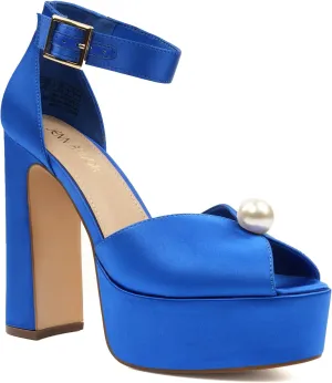 JENN ARDOR Platform High Heels for Women Sexy Peep Toe Chunky Heels Comfortable 4.5inch Block Heeled Sandals Pumps Ankle Strap Wedding Party Evening Dress Shoes