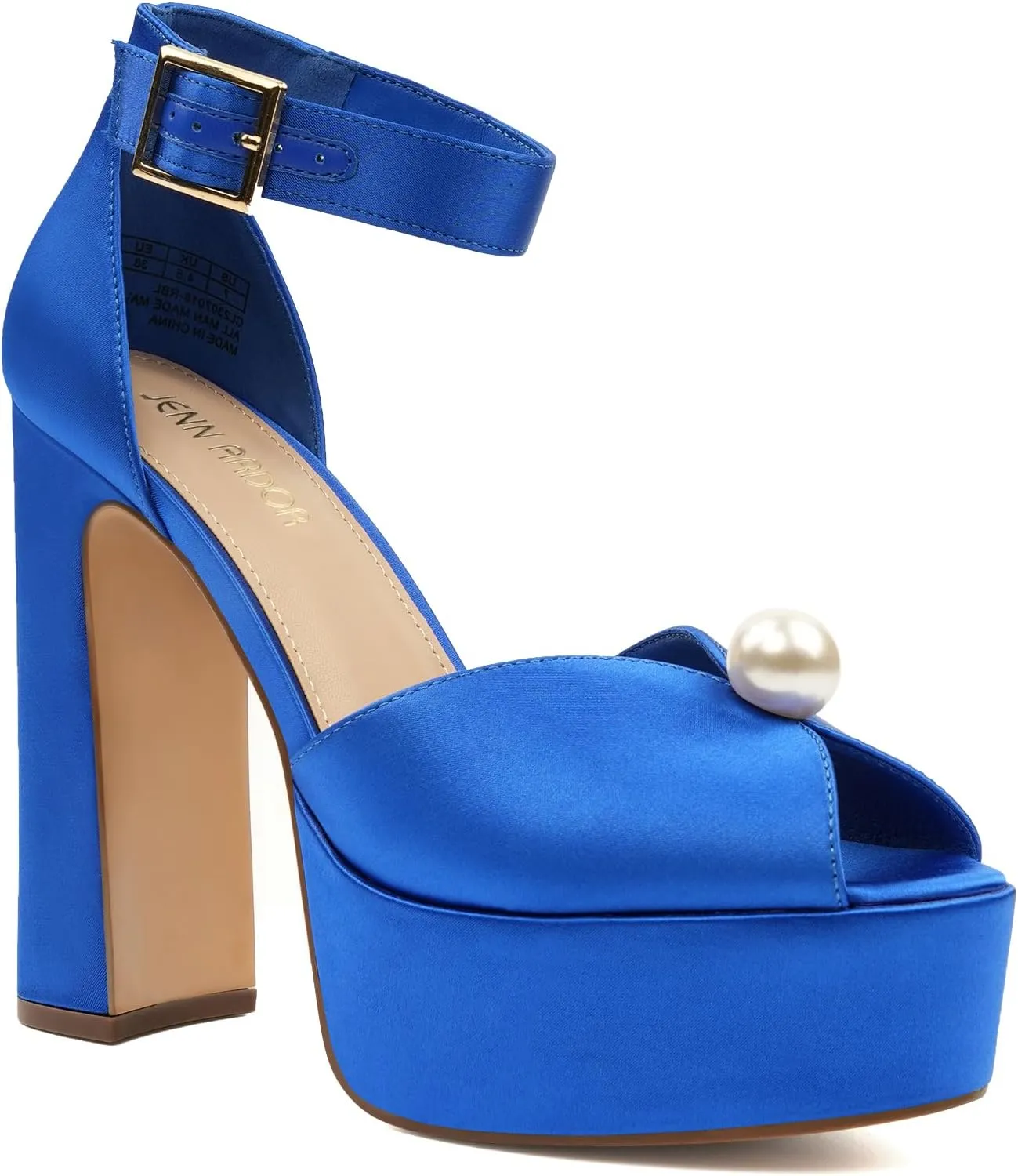 JENN ARDOR Platform High Heels for Women Sexy Peep Toe Chunky Heels Comfortable 4.5inch Block Heeled Sandals Pumps Ankle Strap Wedding Party Evening Dress Shoes