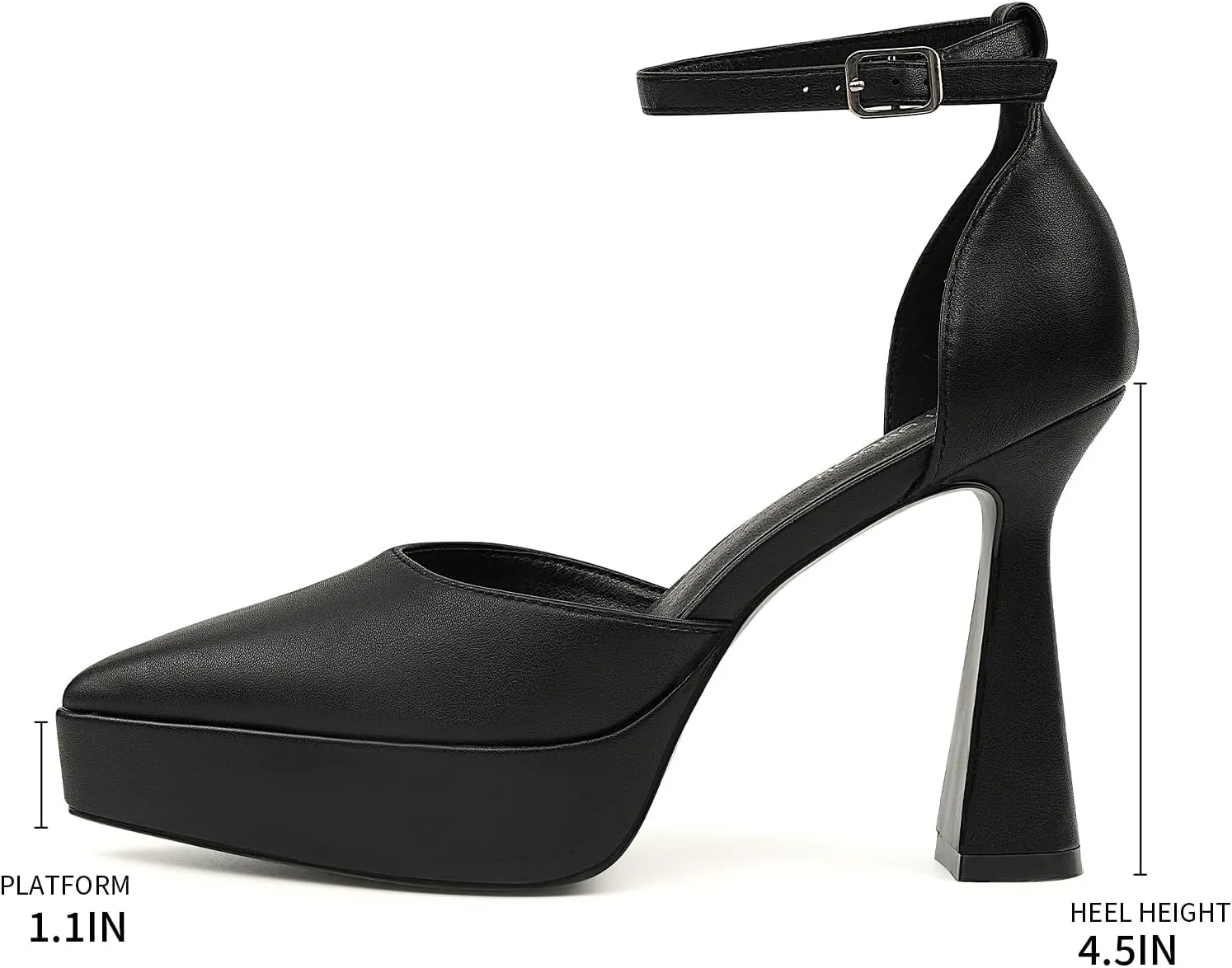 JENN ARDOR Womens High Heels Chunky Block Platform Pumps Pointed Closed Toe Ankle Strap Dressy Sandals for Women Comfortable Sexy Weddings Parties 4.5inch Shoes