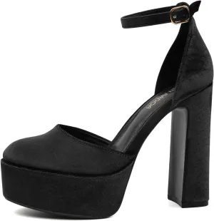 JENN ARDOR Women's Platform Heels Chunky High Heel Pumps Block Heels Ankle Strap Closed Toe for Dress Wedding Party Pumps