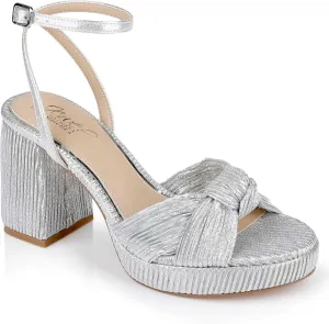 Jewel Badgley Mischka Tyler Ribbed Open Toe Block Heels