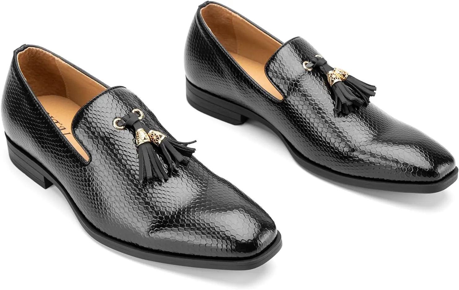 JITAI Men's Slip On Dress Casual Loafers with Tassel and Penny, Perfect for Weddings and Disco Nights, Fashionable Tuxedo Shoes with Comfortable Rubber Sole.