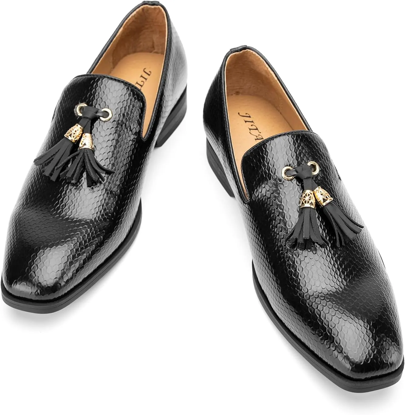 JITAI Men's Slip On Dress Casual Loafers with Tassel and Penny, Perfect for Weddings and Disco Nights, Fashionable Tuxedo Shoes with Comfortable Rubber Sole.