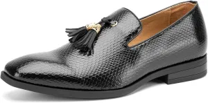 JITAI Men's Slip On Dress Casual Loafers with Tassel and Penny, Perfect for Weddings and Disco Nights, Fashionable Tuxedo Shoes with Comfortable Rubber Sole.
