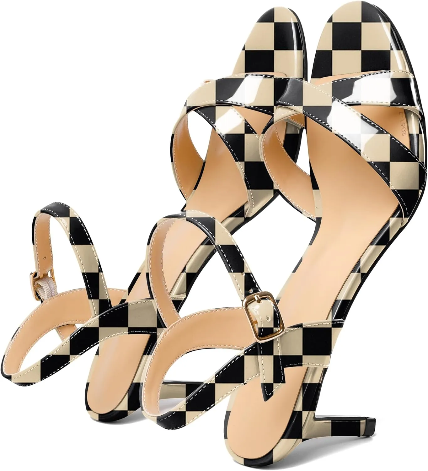 Joseywade Women's Heeled Sandals Strappy Low Kitten Heels Crisscross Open Round Toe Heels 2.5'' Adjustable Ankle Strap Shoes