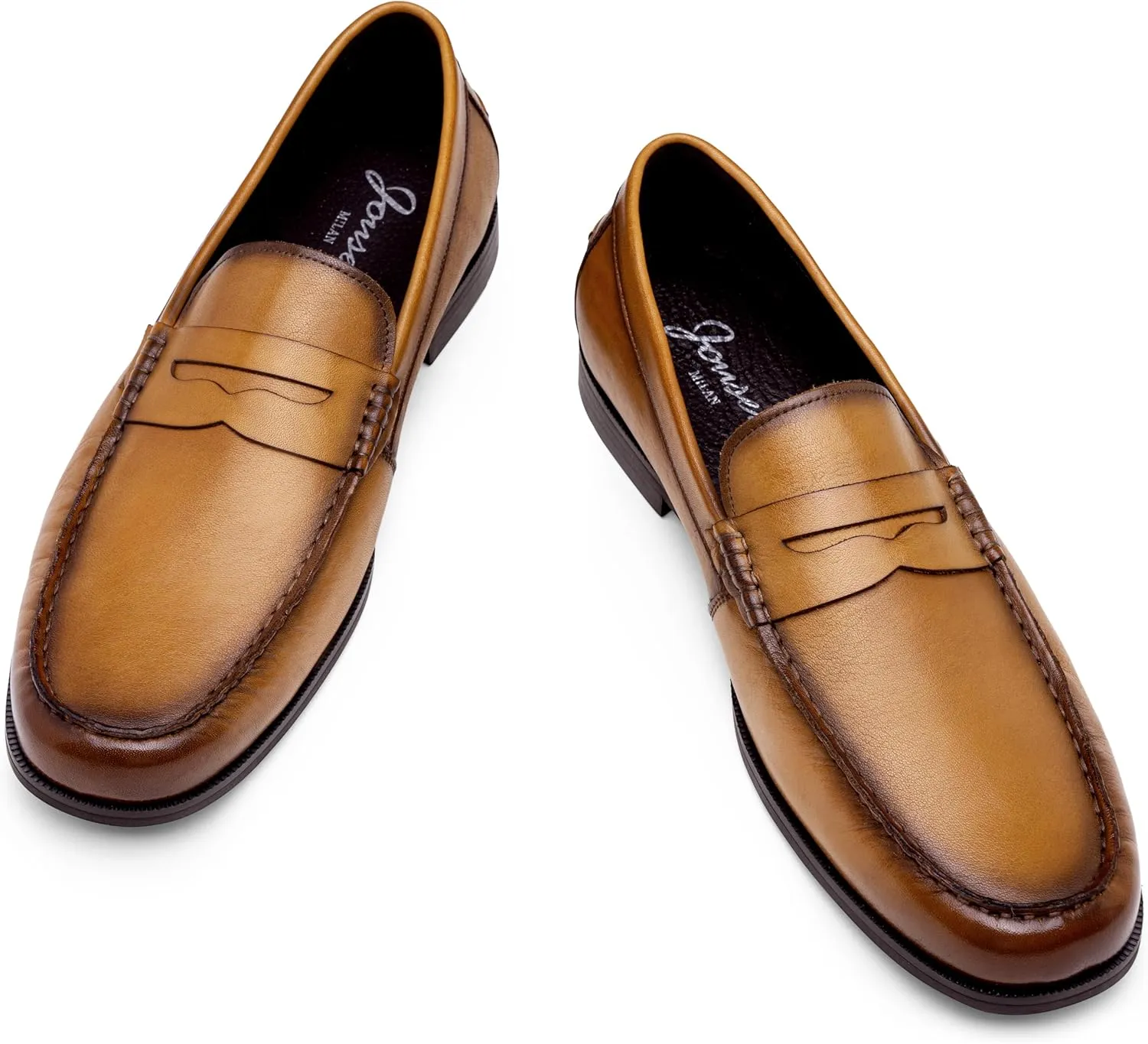 Jouesn Men's Dress Shoes Premium Leather Penny Loafers for Men Slip-On Formal Dress Loafers for Men