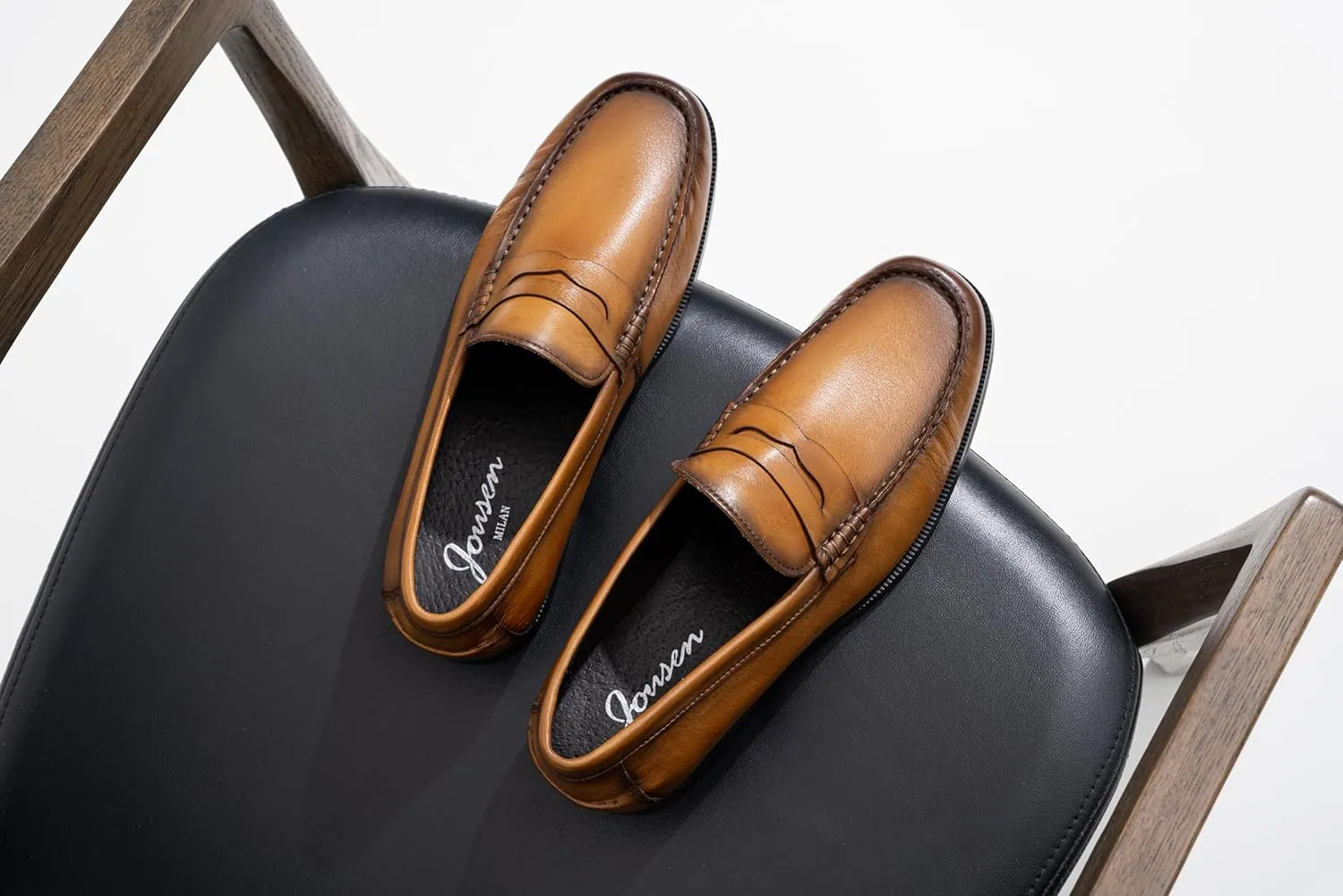 Jouesn Men's Dress Shoes Premium Leather Penny Loafers for Men Slip-On Formal Dress Loafers for Men