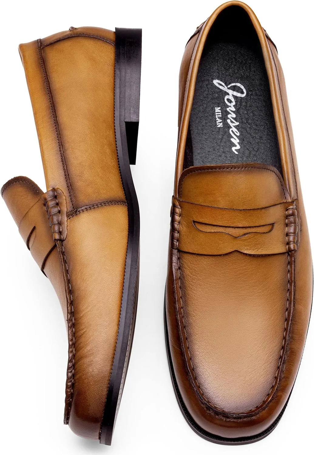 Jouesn Men's Dress Shoes Premium Leather Penny Loafers for Men Slip-On Formal Dress Loafers for Men