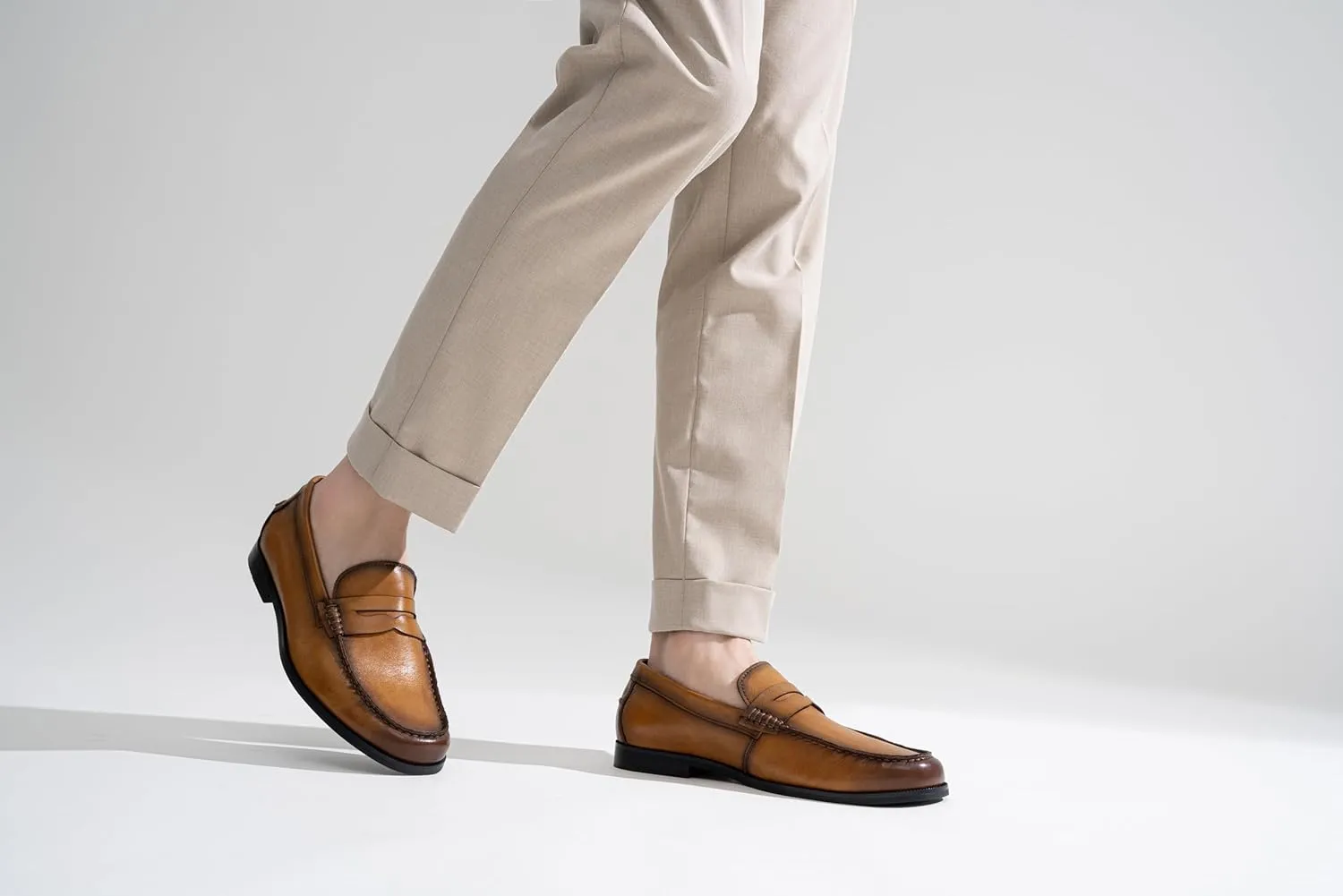 Jouesn Men's Dress Shoes Premium Leather Penny Loafers for Men Slip-On Formal Dress Loafers for Men