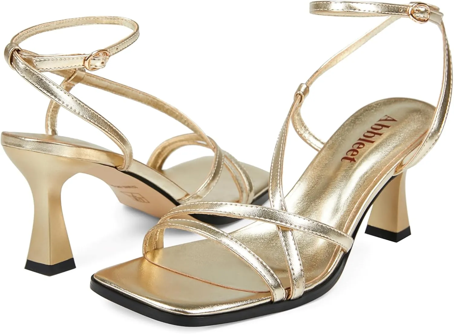 Kitten Heels for Women - Square Open Toe Strappy Heeled Sandals with Ankle Strap - Wedding Dress Heels