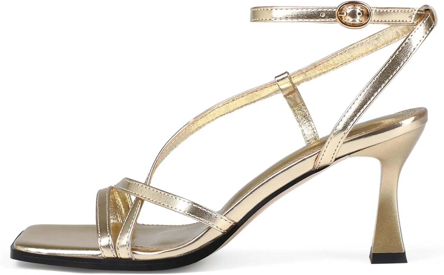 Kitten Heels for Women - Square Open Toe Strappy Heeled Sandals with Ankle Strap - Wedding Dress Heels