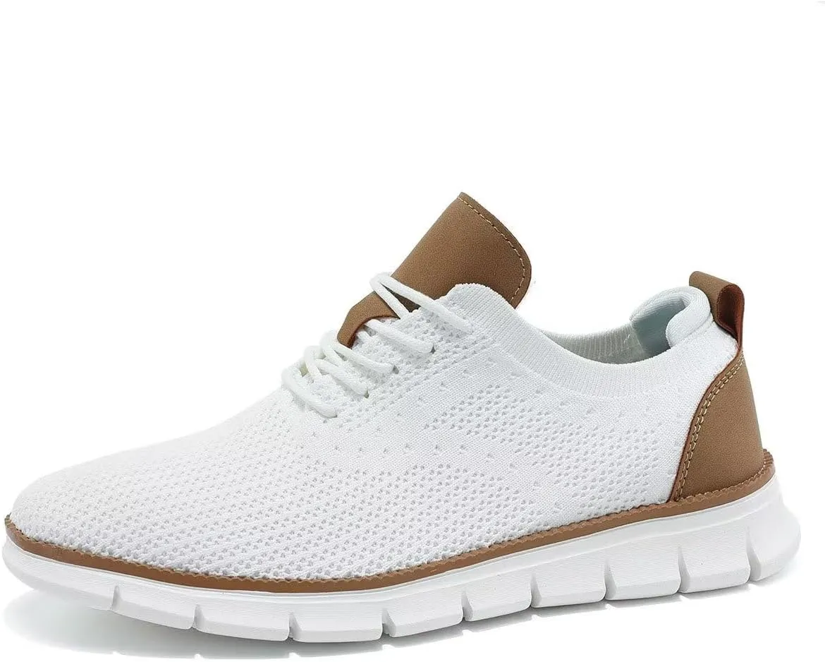 Kundork Men's Casual Dress Shoes Comfort Walking Shoes Mesh Knit Lightweight Breathable Sneakers