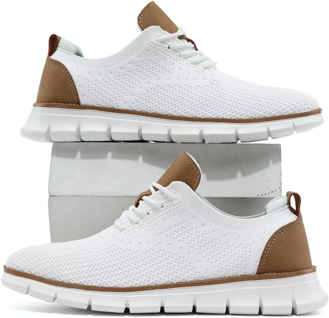 Kundork Men's Casual Dress Shoes Comfort Walking Shoes Mesh Knit Lightweight Breathable Sneakers