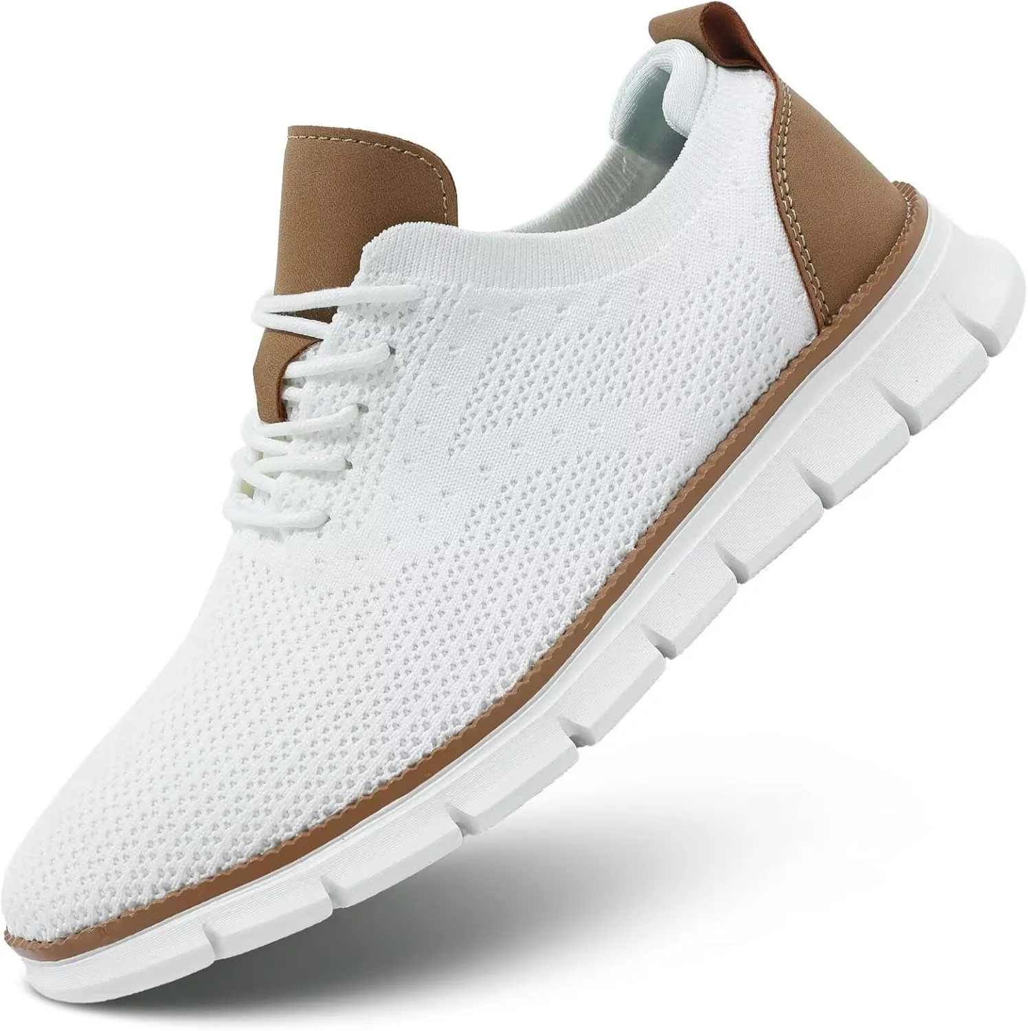 Kundork Men's Casual Dress Shoes Comfort Walking Shoes Mesh Knit Lightweight Breathable Sneakers