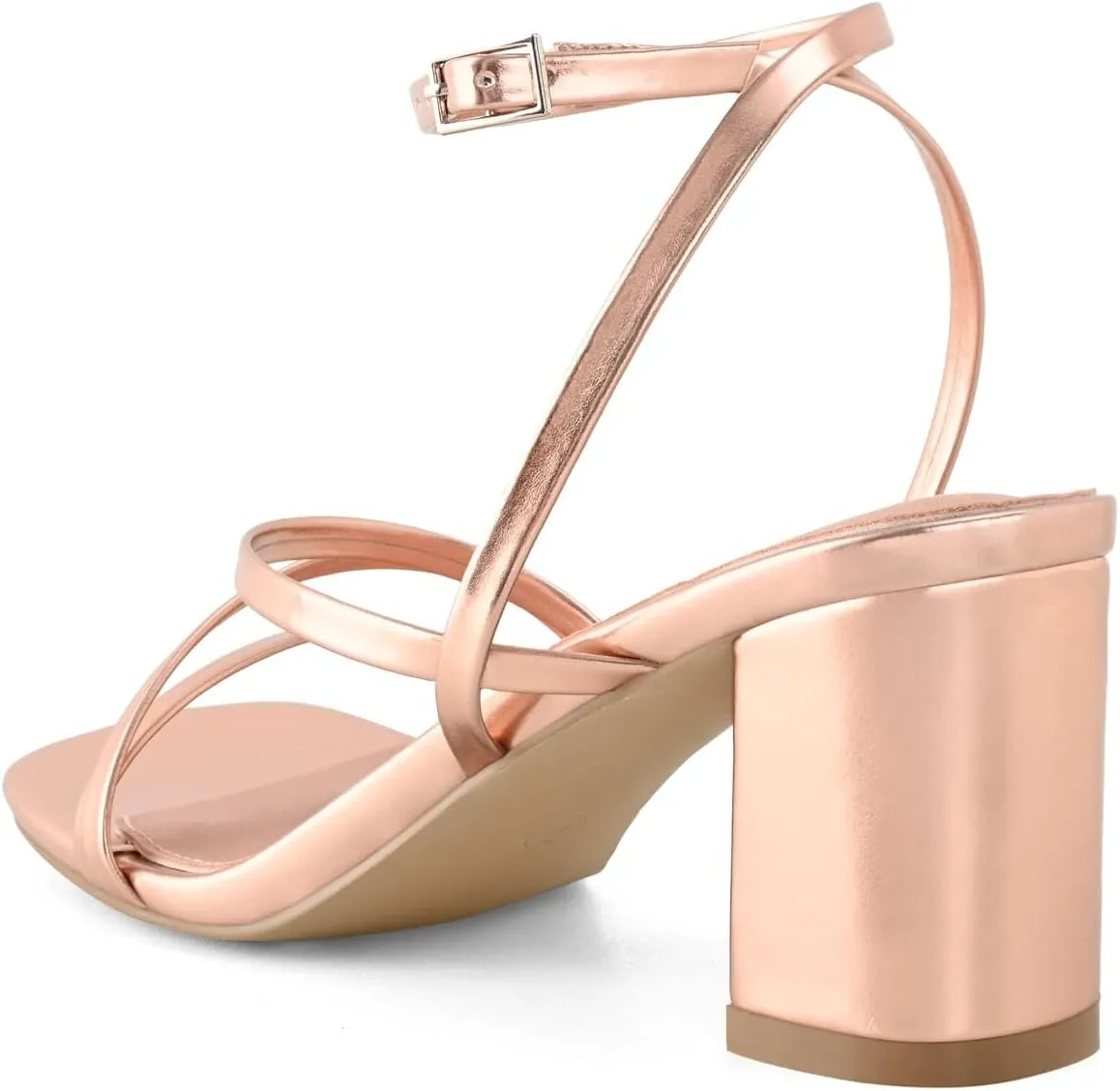 LACUONE Strappy Heels for women Block Heels Square Toe Chunky Ankle Buckle Pump Heeled Sandals