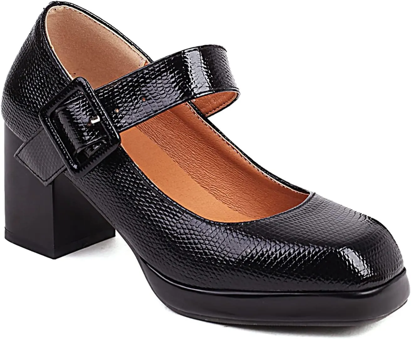 LEHOOR Women Chunky Platform Mary Jane Pumps Square Toe Buckled Ankle Strap 3" Block High Heels Mary Janes Lolita Shoes Goth Punk Heels Closed Toe Sandals Girl Office Work Fashion Trendy 4-15 M US