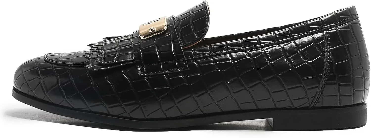 Loafers for Women Slip On Moccasins Shoes Tassel Flats No Heel with Chain