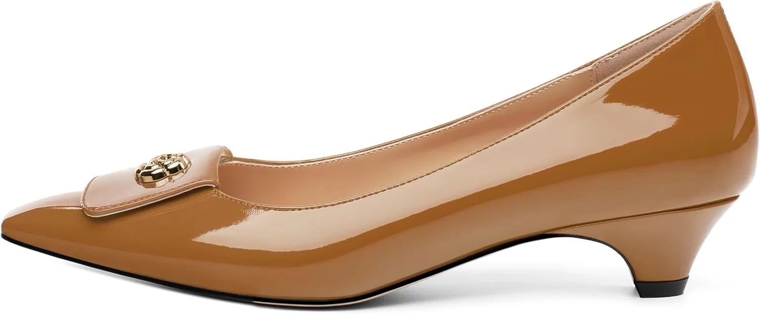 Low Heel Kitten Heel Shoes for Women. The Small Square Shaped Toe Cap is Classic and Fashionable, and They are Suitable for Various Occasions. 1.4 inches