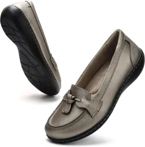 Maichal Loafers for Women Slip On Comfort Leather Tassel Dress Shoes