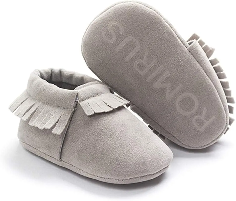 Meckior Infant Baby Girls Boys Premium Soft Sole Tassel Bowknot Moccasins Toddler Prewalker Princess Anti-Slip Crib Baptism Loafers Shoes