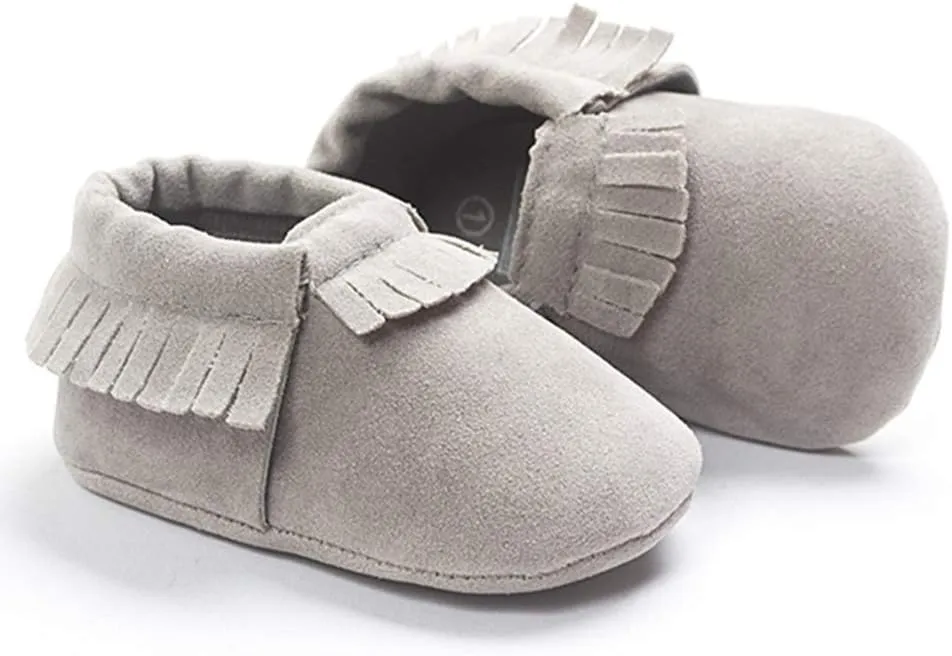 Meckior Infant Baby Girls Boys Premium Soft Sole Tassel Bowknot Moccasins Toddler Prewalker Princess Anti-Slip Crib Baptism Loafers Shoes