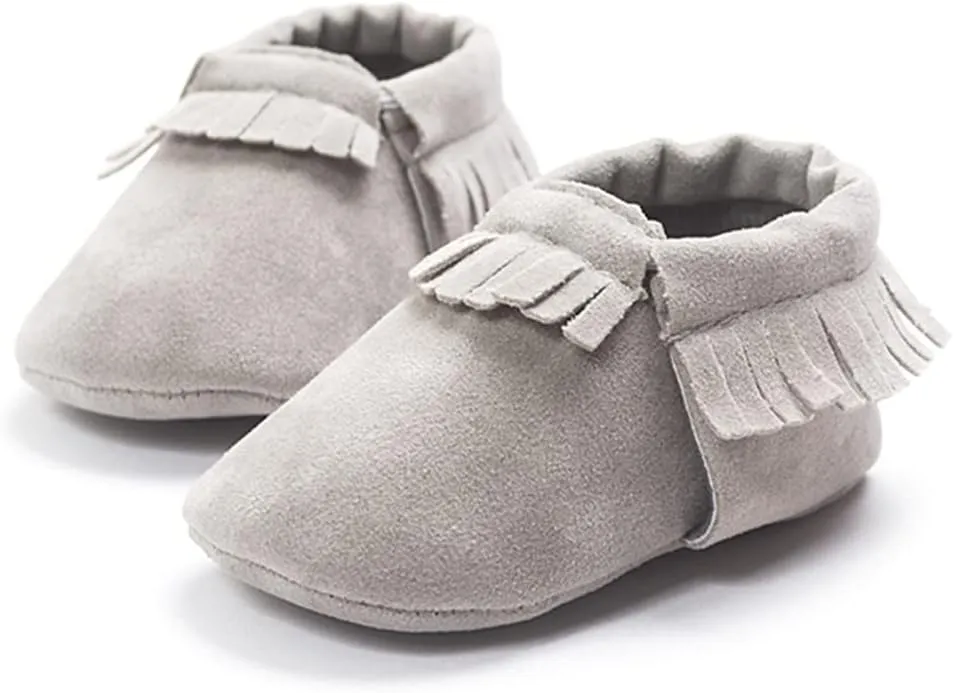 Meckior Infant Baby Girls Boys Premium Soft Sole Tassel Bowknot Moccasins Toddler Prewalker Princess Anti-Slip Crib Baptism Loafers Shoes