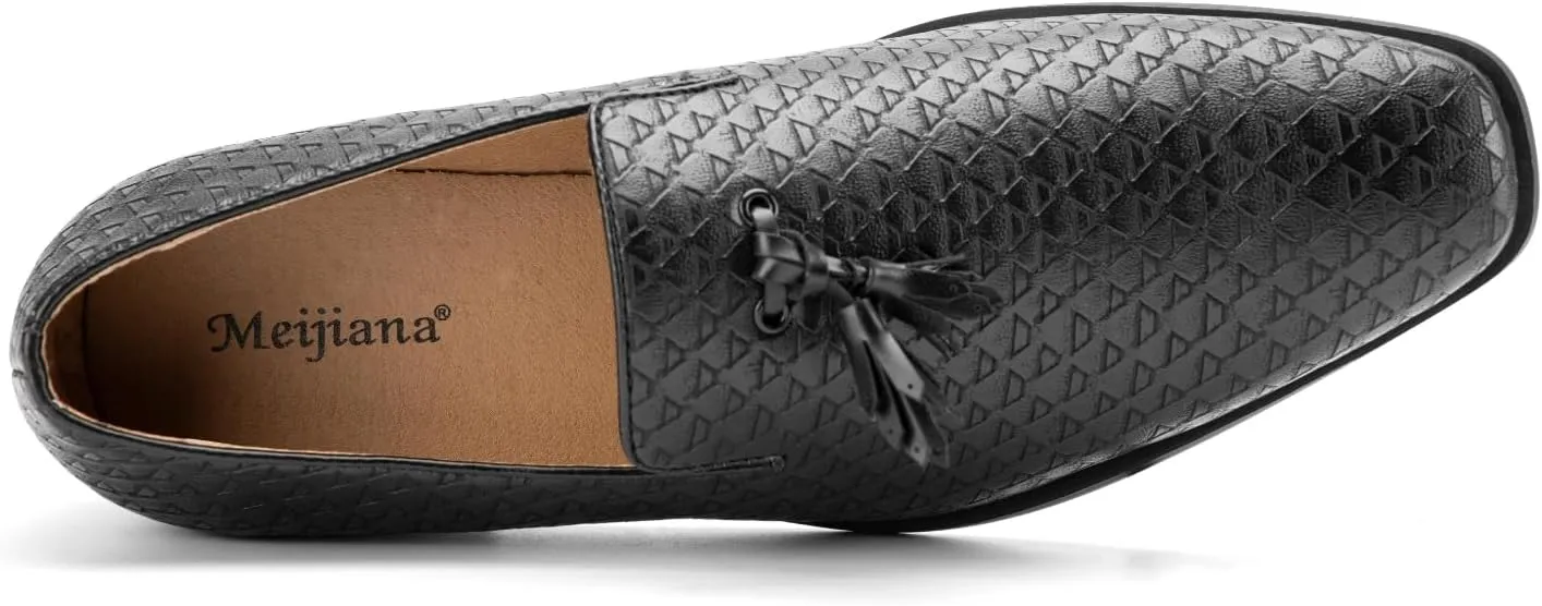 Meijiana Men’s Fashion Loafers Wedding Dress Shoes for Men with Tassel Embellishment