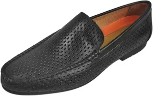 Men's Dress Loafers Black Leather Shoes - Classic Penny Loafers for Work, Casual-Non-Slip, Comfortable Walking Shoes-Breathable Hollow Design Mocasines