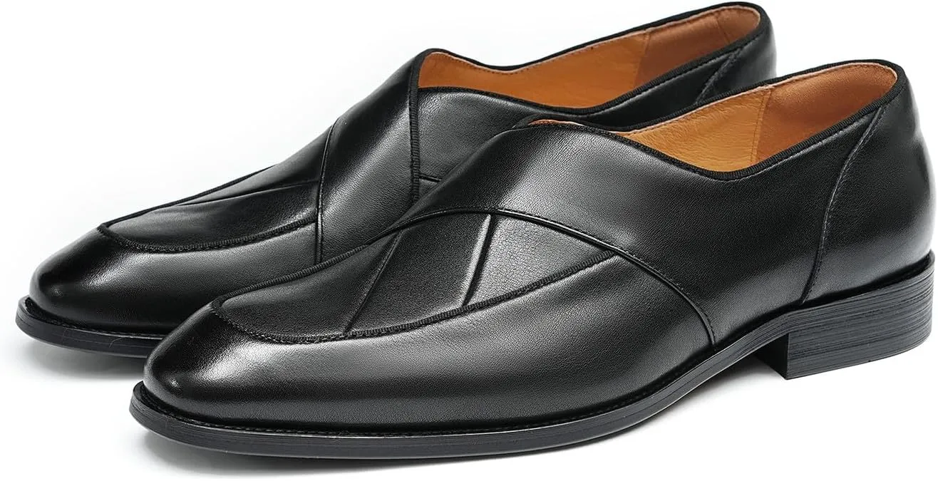 Mens Dress Penny Loafers Slip-On Shoes - Genuine Leather Formal Business Casual Shoes for Wedding- Fashion Comfortable Prom Mocassins