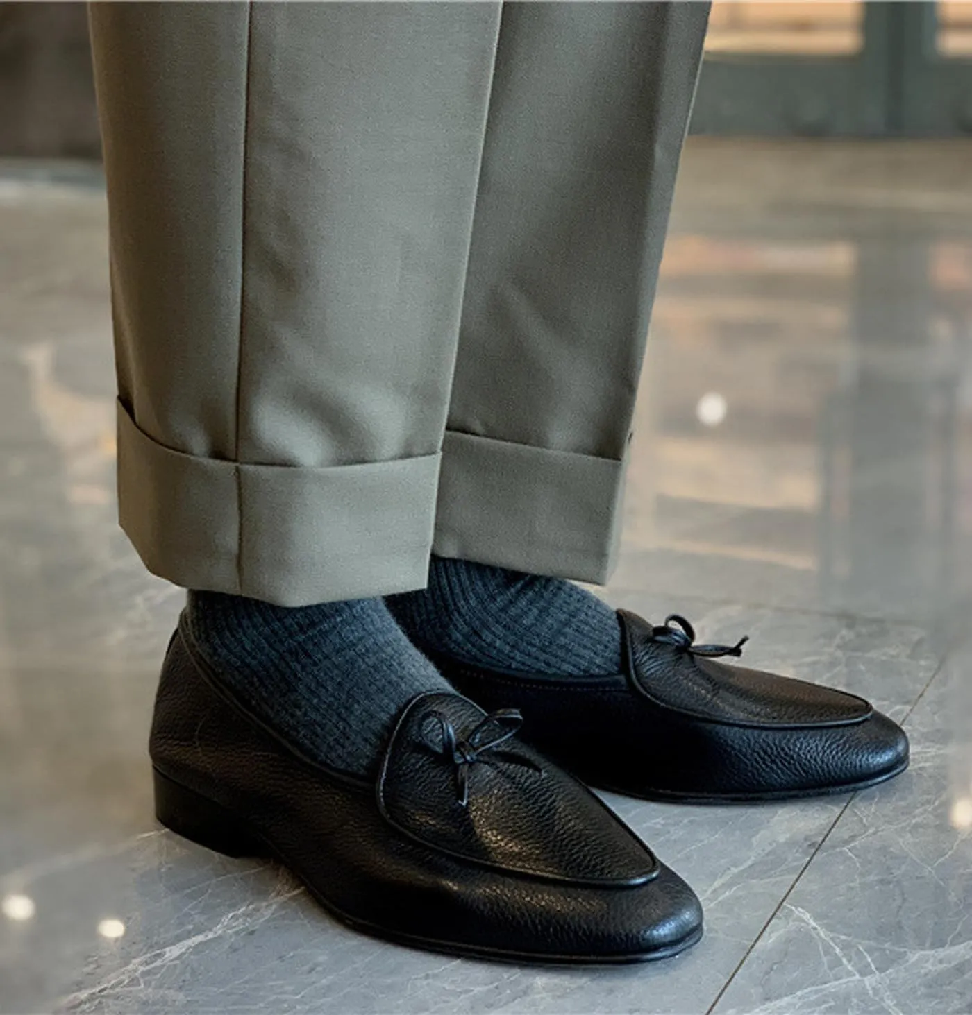 Men's Dress Shoes Belgian Loafers Leather Bow-Tie Slip On Penny Loafers Shoes Formal Business Casual Prom Wedding Tuxedo Shoes for Men