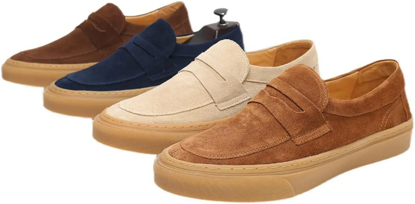 Mens Dress Shoes Slip-Ons Penny Loafers Suede Slippers Fashion Casual Business Prom Mocasines Boat Fashion Comfortable Breathable Summer Shoes for Men