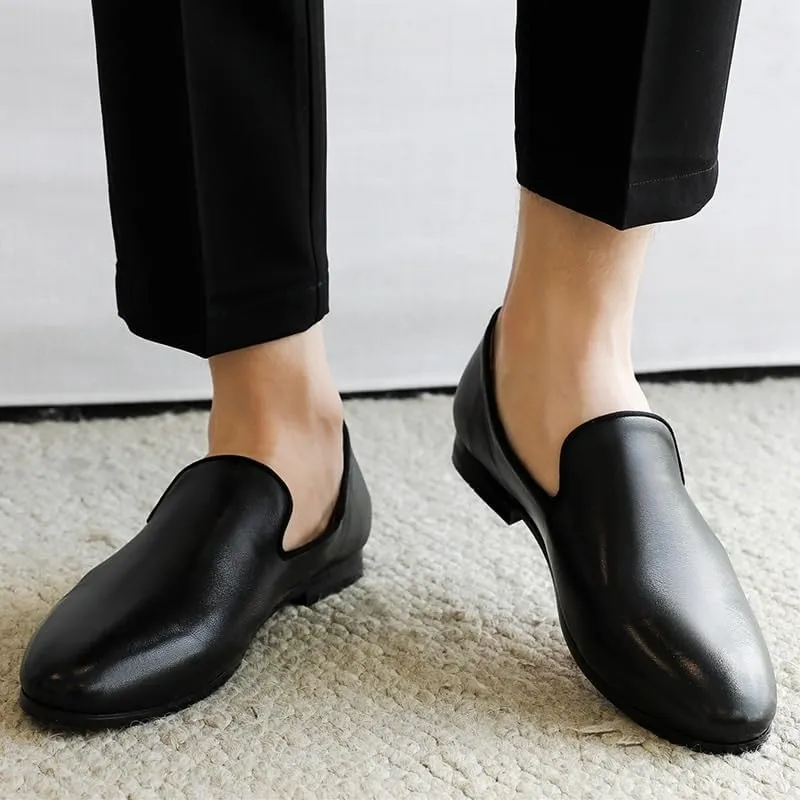 Men's Genuine Leather Penny Loafers with Chunky Platform, Non-Slip Lug Sole, and Low Block Heel for Business and Casual Occasions