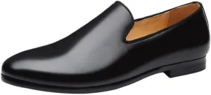 Men's Genuine Leather Penny Loafers with Chunky Platform, Non-Slip Lug Sole, and Low Block Heel for Business and Casual Occasions