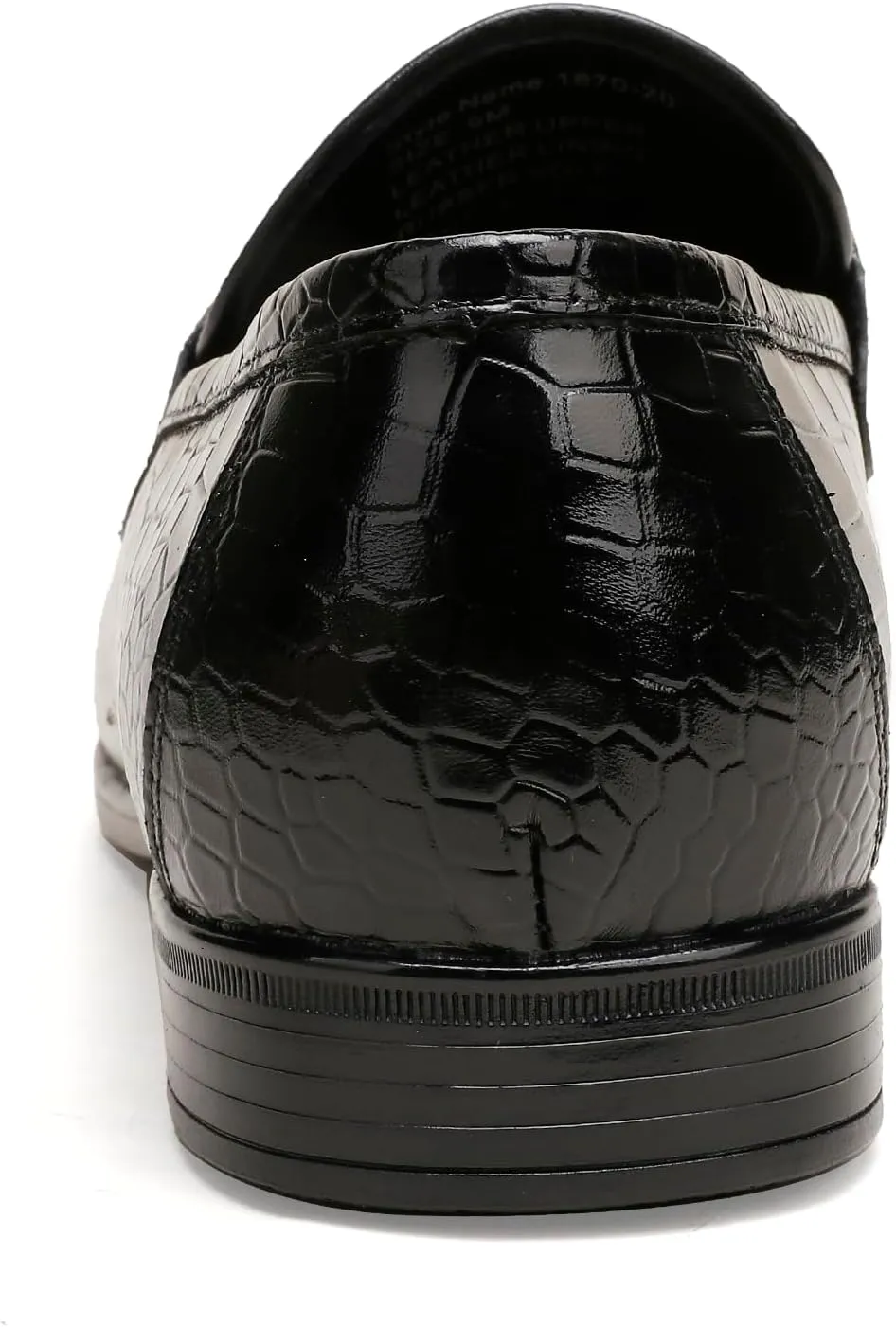 Mens Leather Penny Loafers, Classic Crocodile Printed Business Dress Shoes with Metal Buckle Slip on Penny Shoes for Mens
