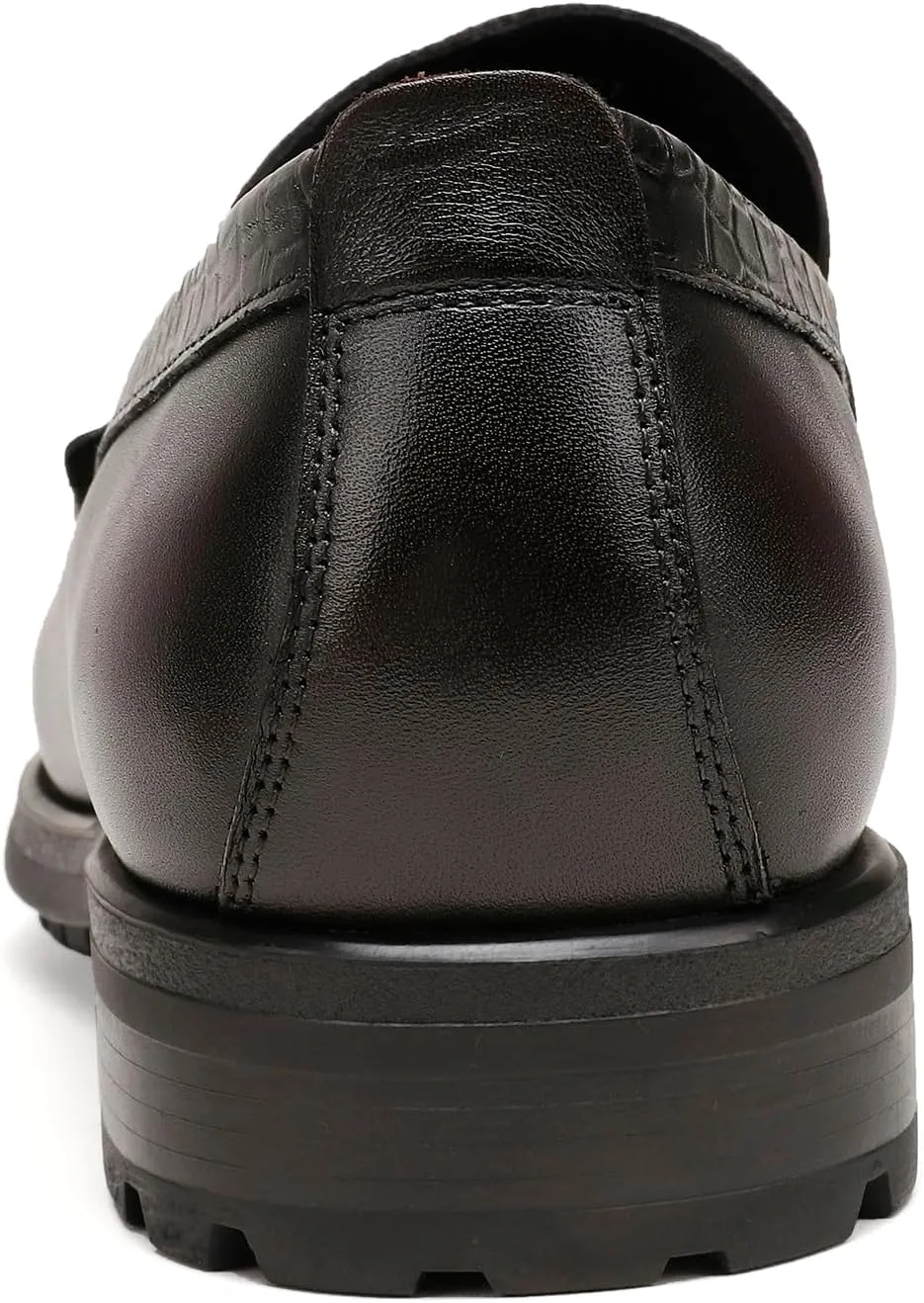 Mens Leather Penny Loafers, Classic Crocodile Printed Business Dress Shoes with Metal Buckle Slip on Penny Shoes for Mens