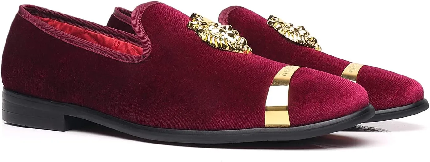 Men's Loafers Fashion Gold Buckle Wedding Party Shoes
