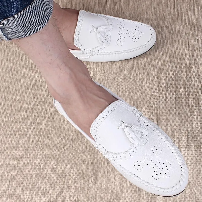 Mens Loafers Round Toe Brogue Embossed Wing tip with Tassel Driving Loafers Resistant Lightweight Comfortable Classic Slip On