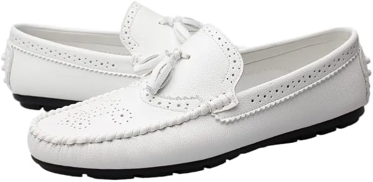 Mens Loafers Round Toe Brogue Embossed Wing tip with Tassel Driving Loafers Resistant Lightweight Comfortable Classic Slip On