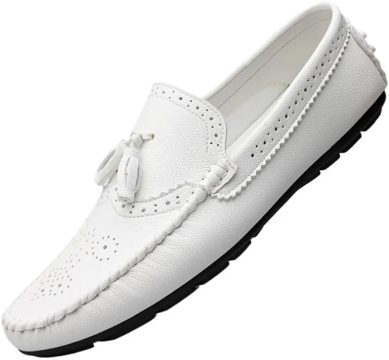 Mens Loafers Round Toe Brogue Embossed Wing tip with Tassel Driving Loafers Resistant Lightweight Comfortable Classic Slip On