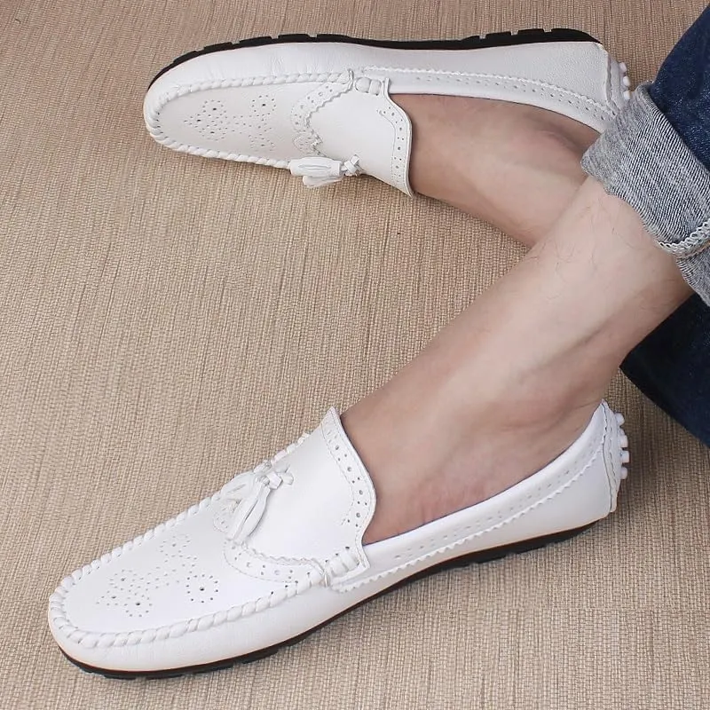 Mens Loafers Round Toe Brogue Embossed Wing tip with Tassel Driving Loafers Resistant Lightweight Comfortable Classic Slip On