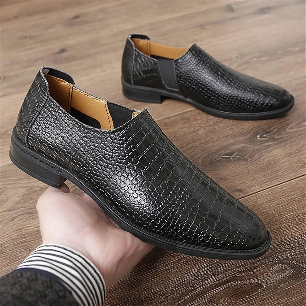 Mens Loafers Shoe -Moccasins Faux Crocodile Slip-on Print Solid Colors Leather Flexible Comfortable Lightweight Fashion Casual Best Loafers for Men