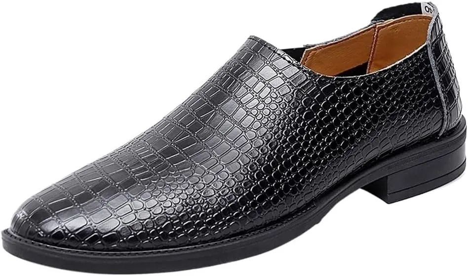 Mens Loafers Shoe -Moccasins Faux Crocodile Slip-on Print Solid Colors Leather Flexible Comfortable Lightweight Fashion Casual Best Loafers for Men