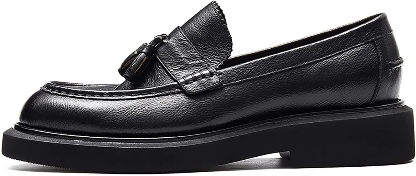 Men's Loafers Slip-ons Leather Formal Dress Tassel Penny Loafers Fashion Thick Sole Casual Shoes for Men