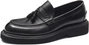 Men's Loafers Slip-ons Leather Formal Dress Tassel Penny Loafers Fashion Thick Sole Casual Shoes for Men