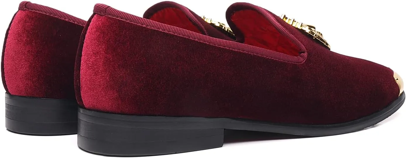 Men's Loafers Velvet Gold Buckle Party Prom Shoes